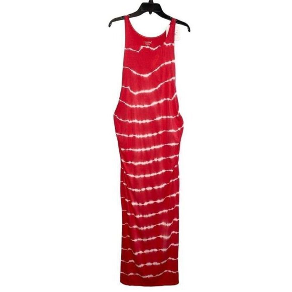 Isabel Maternity Maxi Dress Women's Faded Red White XXL 2XL‎ Sleeveless Stretchy